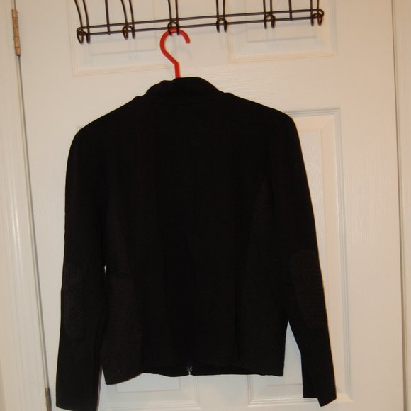 Talbots Women's Black Zipper Jacket W/ Quilted Sides & Elbow Patches Size M P - Picture 5 of 11
